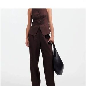 Women's Madewell Slouchy Straight Pants Drapey Twill Brown